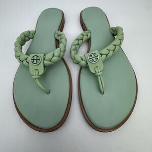 Tory Burch Womens Benton Braided Thong Sandal Size 8 Mint Green Resort Preppy